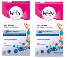 Набор Восковые полоски VEET для чувствительной кожи Easy Gel-wax 16шт 2 уп.