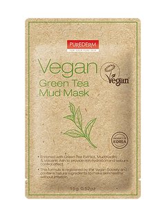Маска Purederm Веган грязевая контролирующая жирный блеск с экстрактом Зеленого Чая