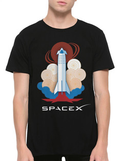 Футболка мужская DreamShirts Studio Ракета SpaceX - Илон Маск SPA-305685b-2 черная XL