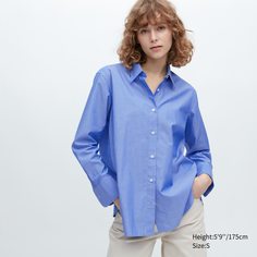 Рубашка женская UNIQLO 458260COL63 синяя L (доставка из-за рубежа)