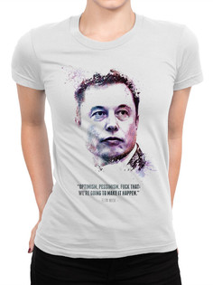 Футболка женская DreamShirts Studio Илон Маск 190-ilonmusk-1 белая S