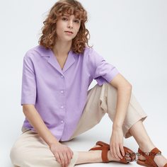 Рубашка женская UNIQLO 455752COL71 фиолетовая XS (доставка из-за рубежа)