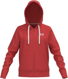 Толстовка женская Under Armour Rival Terry Fz Hoodie красная 44-46