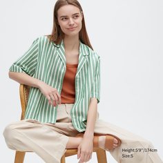 Рубашка женская UNIQLO 458284COL55 зеленая XS (доставка из-за рубежа)