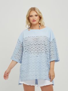 Туника женская MAT fashion Plus size_1078 голубая L