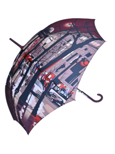 Зонт женский ZEST 21685 бордово-серый