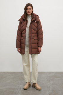 Пуховик женский Finn Flare FWC11009 коричневый S