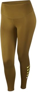 Спортивные леггинсы женские Nike W Swoosh Run Tights 7/8 Plus Size зеленые 54-56
