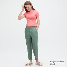 Брюки женские UNIQLO 456207COL53 зеленые M (доставка из-за рубежа)