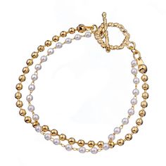 Браслет из бижутерного сплава с культивированным жемчугом р.19 Moon Paris MRQ-23.04-034