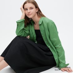 Рубашка женская UNIQLO 455749COL53 зеленая S (доставка из-за рубежа)