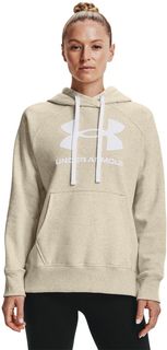 Худи женское Under Armour Rival Fleece Logo Hoodie бежевое 46-48