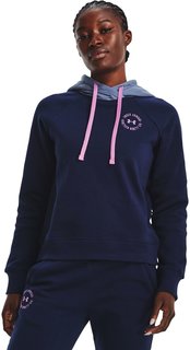 Толстовка женская Under Armour Rival Fleece Cb Hoodie синяя 46-48