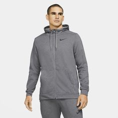 Толстовка мужская Nike M Dri-Fit Full-Zip Training Hoodie серая XL