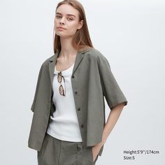 Рубашка женская UNIQLO 455752COL56 хаки 2XL (доставка из-за рубежа)