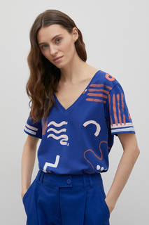 Футболка женская Finn Flare FSD110190 синяя XS