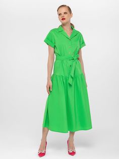 Платье женское Lo 3231008 зеленое 42 RU