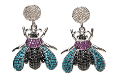 Серьги Moon Paris подвески мухи со стразами (серебристый)