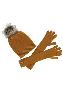 Комплект (шапка + перчатки) женский PATRIZIA PEPE коричневый, one size