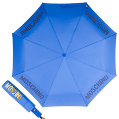 Зонт складной женский автоматический MOSCHINO 8021-OCP голубой