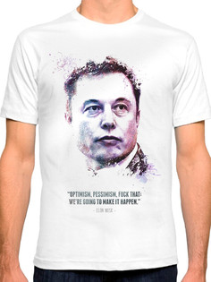 Футболка мужская DreamShirts Studio Илон Маск 190-ilonmusk-2 белая 3XL