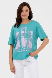 Футболка женская U.S. POLO Assn. G082GL011-000-1570779-GADA бирюзовая XS