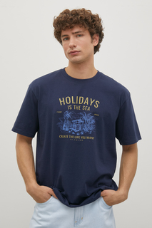 Футболка мужская Finn Flare FSD21053-1P голубая L