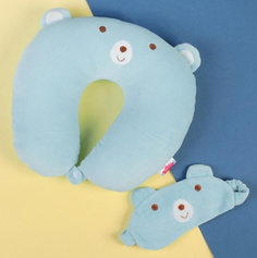 Подголовник "Мишка" с маской для сна, цвет голубой Sima-Land