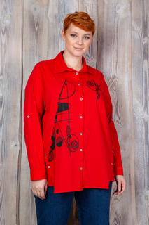 Рубашка женская Полное Счастье Geometry красная 56 RU