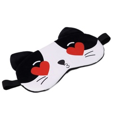 Маска для сна Heart cat черно-белая No Brand