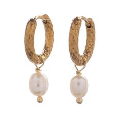 Серьги-кольца из бижутерного сплава с искусственным жемчугом Moon Paris Mo-23.03-014