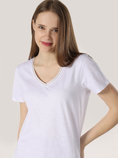 Футболка женская Colins CL1063419_Q1.V1_WHT белая L