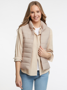 Утепленный жилет женский oodji 19400112 бежевый 38 EU