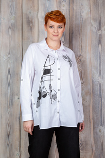 Рубашка женская Полное Счастье Geometry белая 56 RU