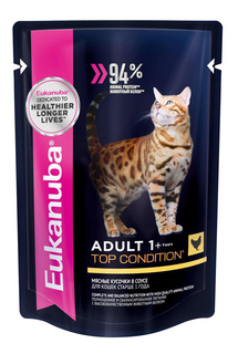 Влажный корм для кошек Eukanuba Adult Top Condition, с курицей в соусе, 85г