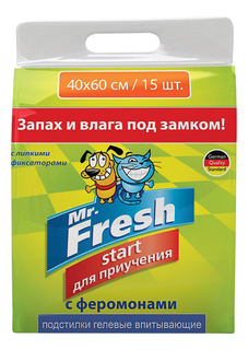 Пеленки для кошек и собак одноразовые Mr.Fresh Start 60 x 40 см, 15 шт