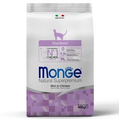 Сухой корм для кошек Monge Sterilised, для стерилизованных, курица, 0,4кг