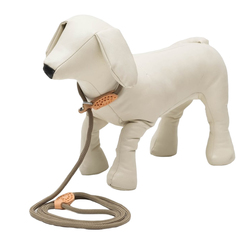 Поводок-удавка Пижон, 145 см х 6 мм, полиэстер и натуральная кожа, бежевый