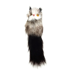Игрушка для кошек Кот-дружок, искусственный мех, корпус 7 см, бело-коричневая/чёрная No Brand