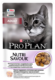 Влажный корм для кошек Pro Plan Nutrisavour Adult с индейкой, 85 г