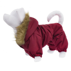 Комбинезон для собак с капюшоном Yami-Yami одежда на меховой подкладке бордовый