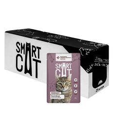 Влажный корм для кошек и котят Smart Cat кролик и морковь, 25шт по 85г