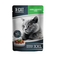 Влажный корм для кошек X-Cat XXL утка в яблоке в соусе, 85г