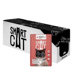 Влажный корм для кошек и котят Smart Cat телятина и морковь, 25шт по 85г
