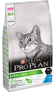 Сухой корм для кошек Pro Plan Optirenal кролик, для стерилизованных, 4шт по 3кг