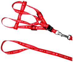 Комплект Пушистое счастье Keep calm & carry on, шлейка 36-49 см, поводок 120х1,5 см