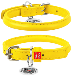 Ошейник для собак Collar Waudog Glamour кожаный желтый 33-41 см