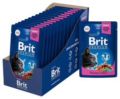 Влажный корм для кошек Brit Premium курица и индейка, 14 шт по 85 г Brit*
