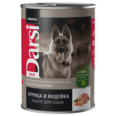 Корм влажный Darsi для взрослых собак, паштет из курицы и индейки, 410 г