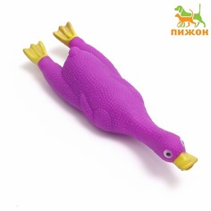 Игрушка пищащая "Летящая утка" для собак, 24 x 7 см, фиолетовая Пижон